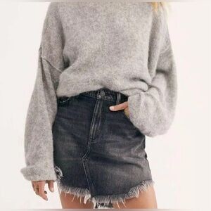 WE THE FREE Black Denim Boho Style Festival Mini Skirt size 25